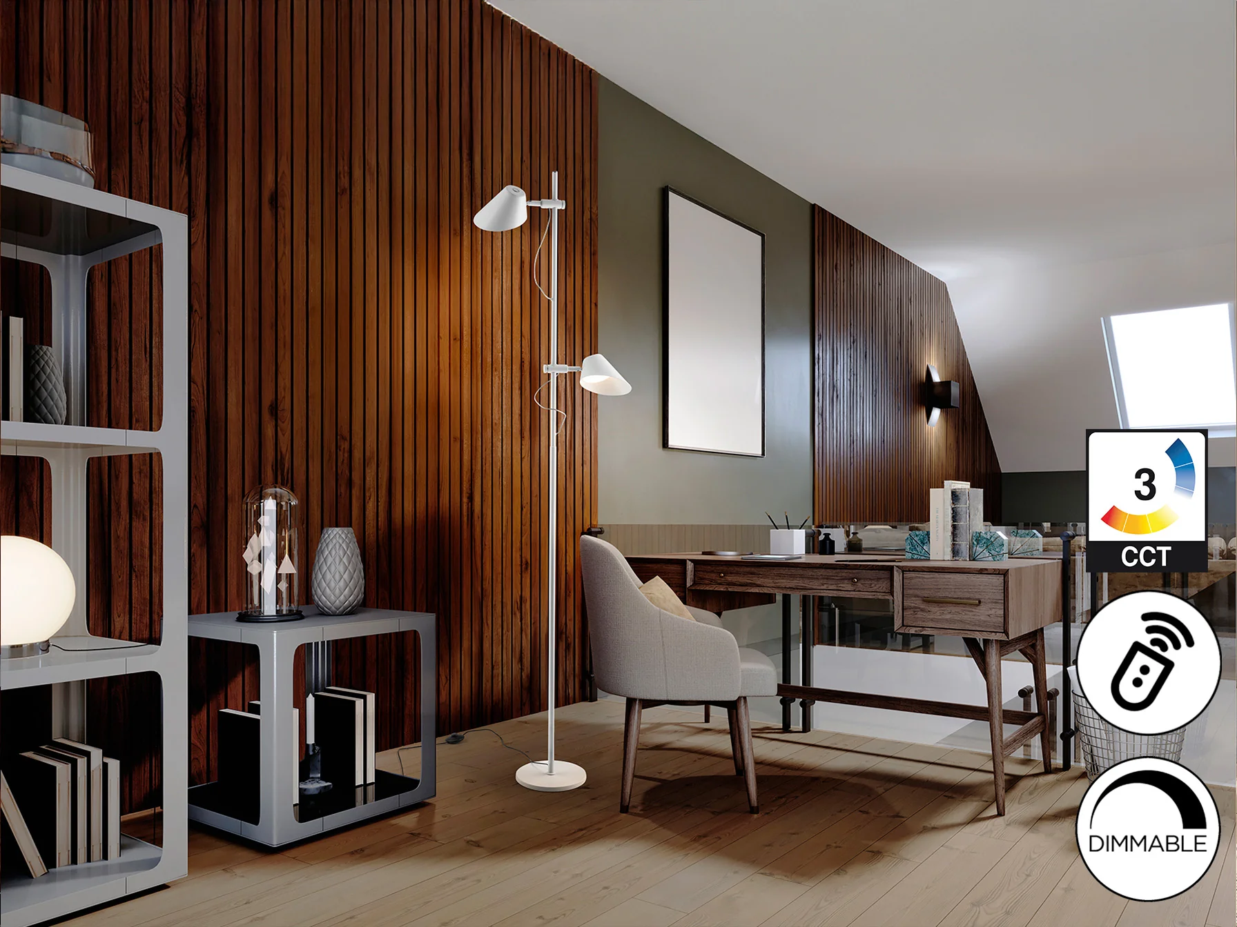 Esino 2Lt Floor Lamp- Black/ White Finish - Image 11