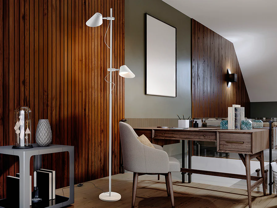 Esino 2Lt Floor Lamp- Black/ White Finish - Image 4