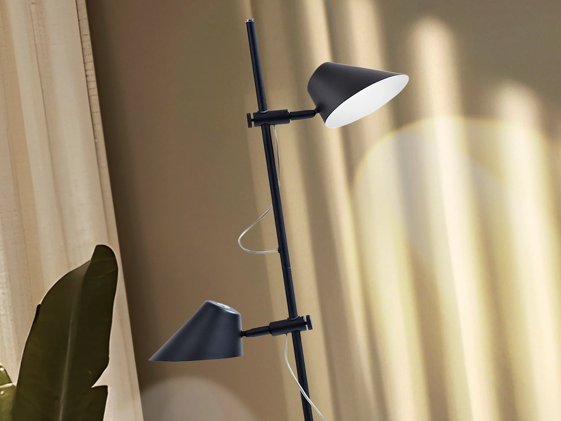 Esino 2Lt Floor Lamp- Black/ White Finish - Image 9