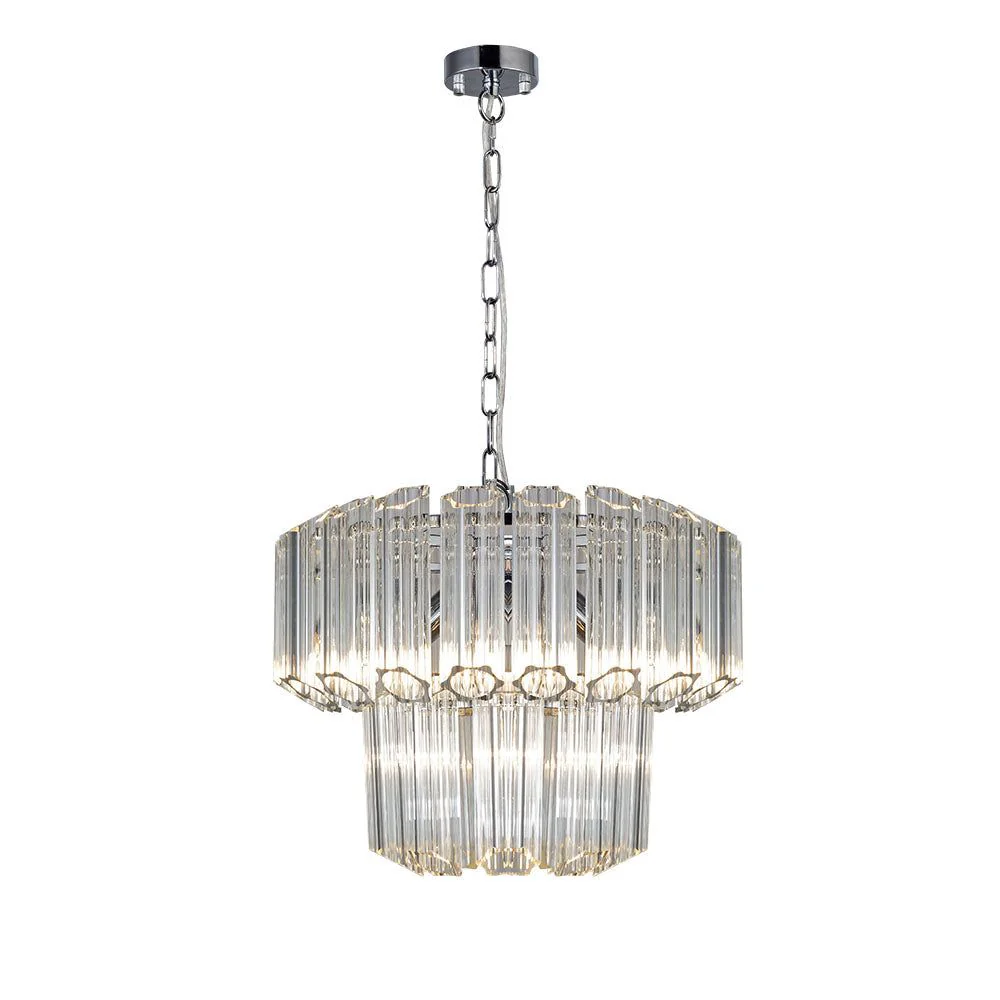 Esme 4Lt/7Lt/11Lt Crystal Ceiling Light - Polished Chrome/Satin Brass Finish