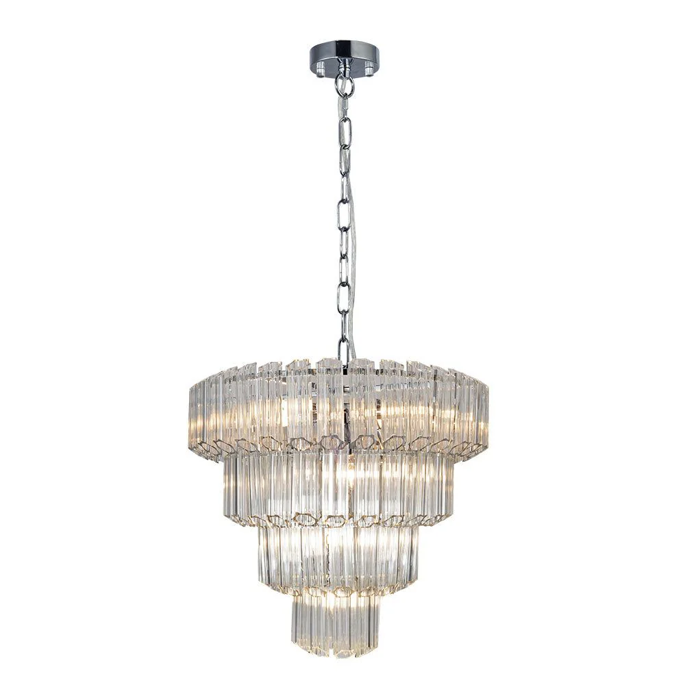 Esme 4Lt/7Lt/11Lt Crystal Ceiling Light - Polished Chrome/Satin Brass Finish - Image 10