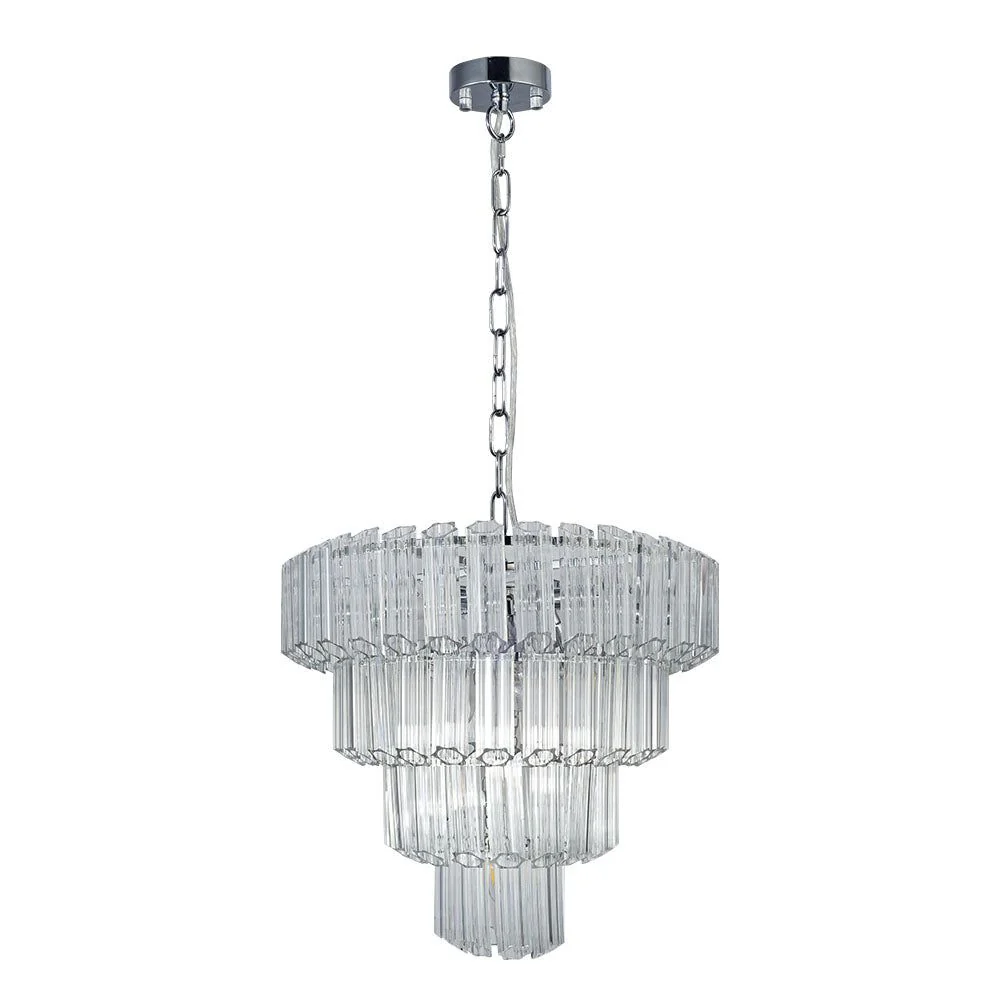 Esme 4Lt/7Lt/11Lt Crystal Ceiling Light - Polished Chrome/Satin Brass Finish - Image 11