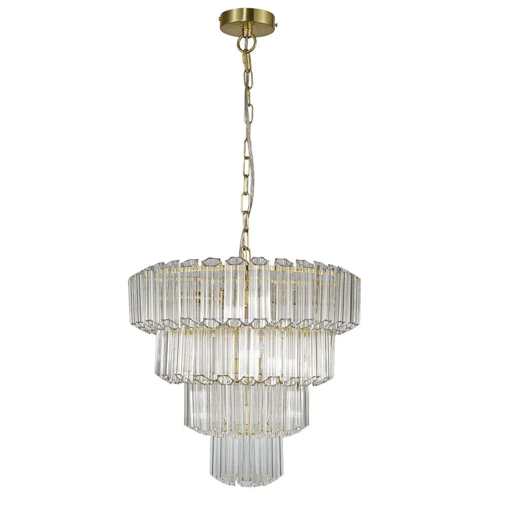Esme 4Lt/7Lt/11Lt Crystal Ceiling Light - Polished Chrome/Satin Brass Finish - Image 13