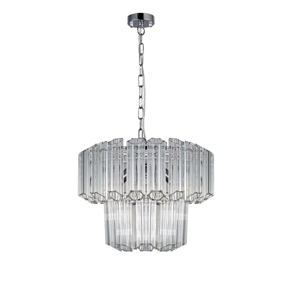 Esme 4Lt/7Lt/11Lt Crystal Ceiling Light - Polished Chrome/Satin Brass Finish - Image 2
