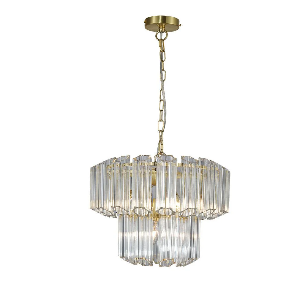 Esme 4Lt/7Lt/11Lt Crystal Ceiling Light - Polished Chrome/Satin Brass Finish - Image 3