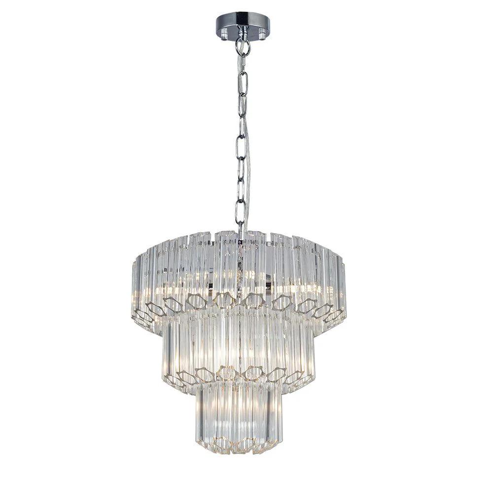 Esme 4Lt/7Lt/11Lt Crystal Ceiling Light - Polished Chrome/Satin Brass Finish - Image 5