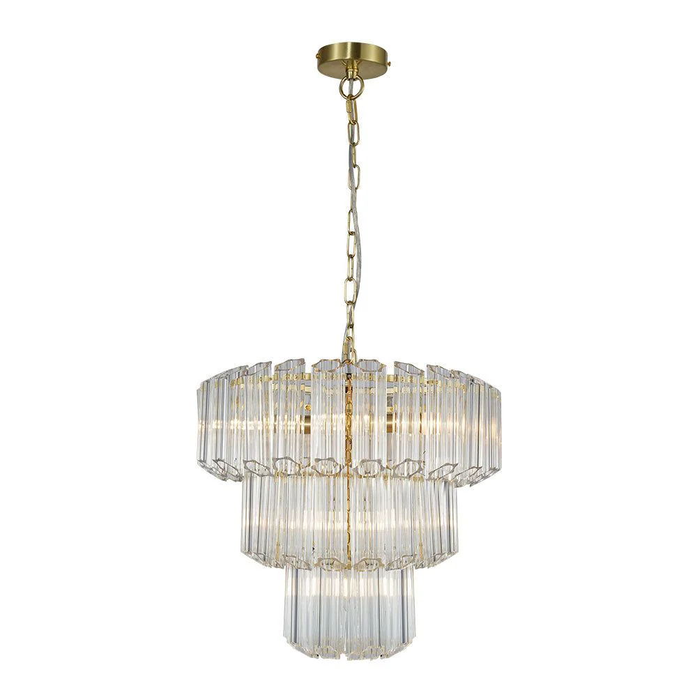 Esme 4Lt/7Lt/11Lt Crystal Ceiling Light - Polished Chrome/Satin Brass Finish - Image 7