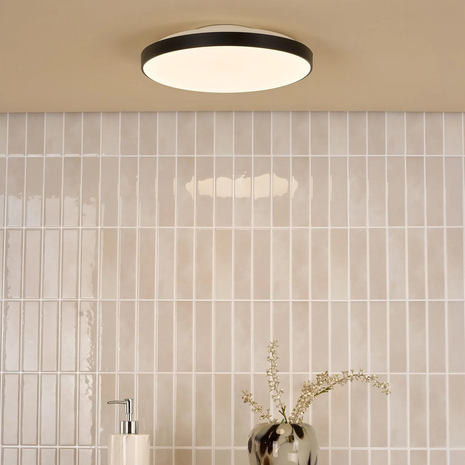 Essien IP44 LED Flush Light- White/ Black Finishes - Image 8