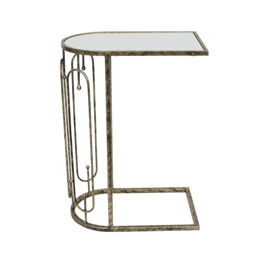 Estela Sofa Side Table - Antique Gold & Mirror Top Finish - Image 2