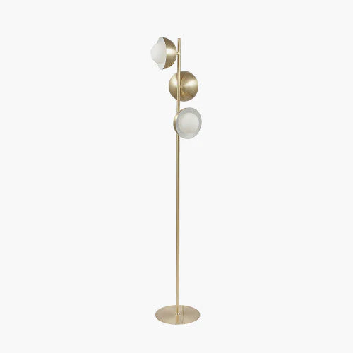 Estelle Brushed Brass Metal and White Orb Dome Floor Lamp - Image 2