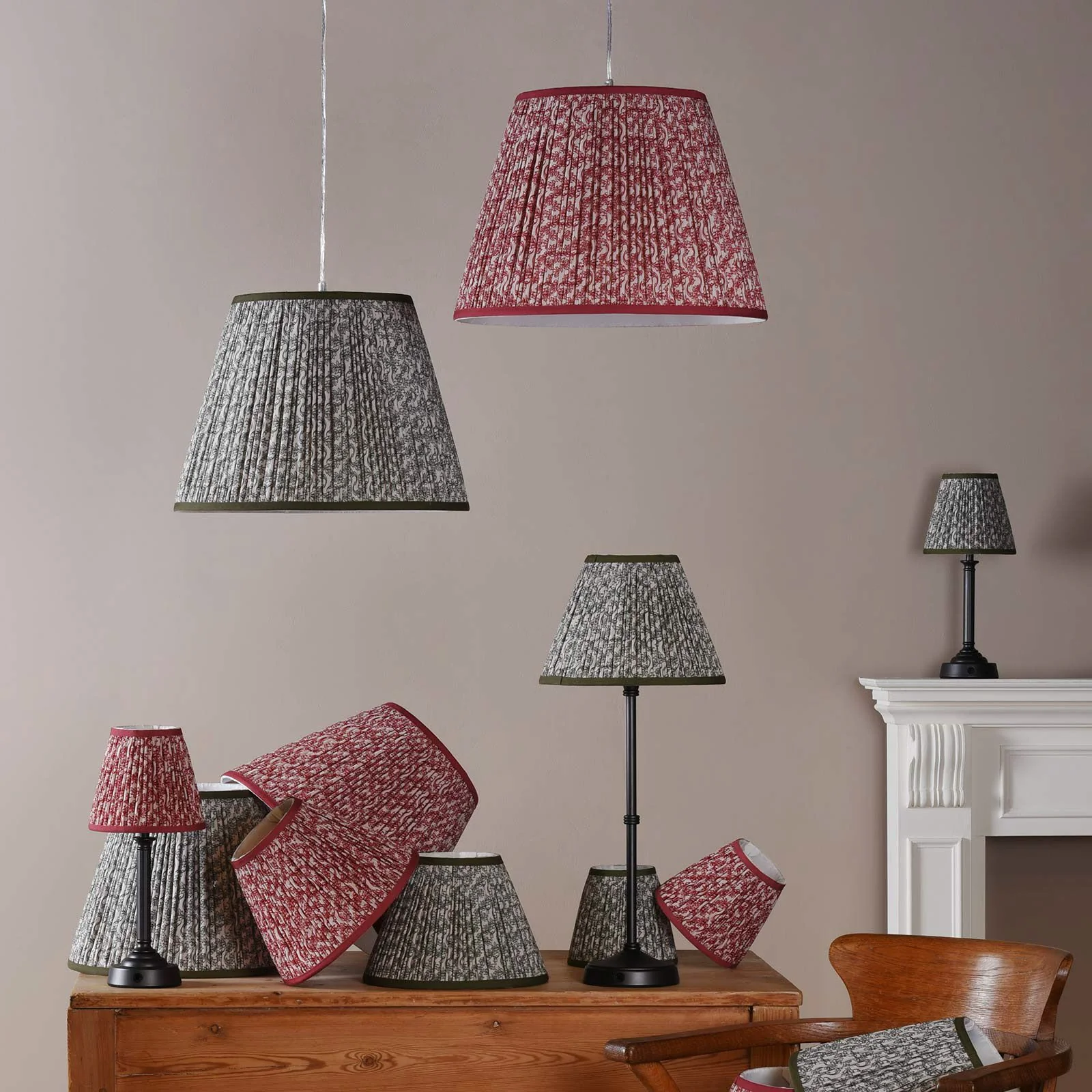 Esther Cotton Empire Shade-Red/ Green w  Various Sizes Shades - Image 4