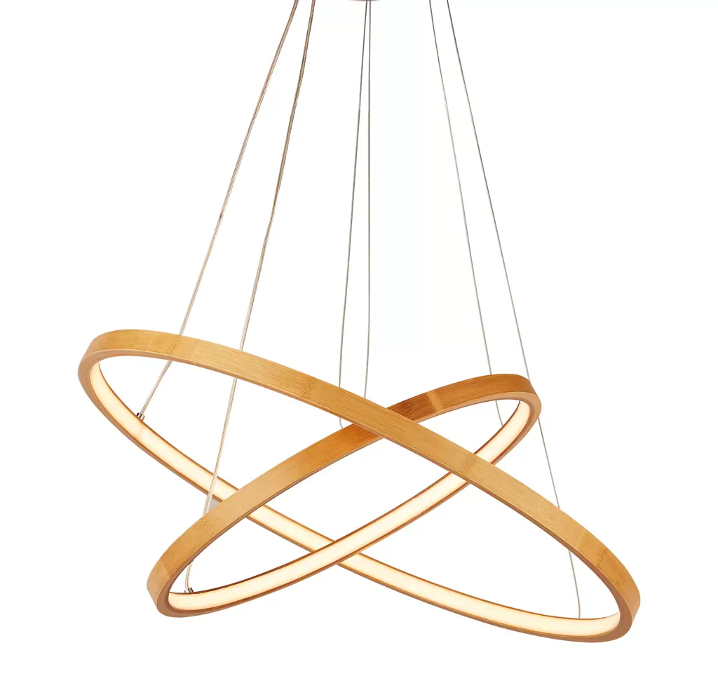 Eternity 2/3 ring Pendant - Natural Bamboo & Gold Metal