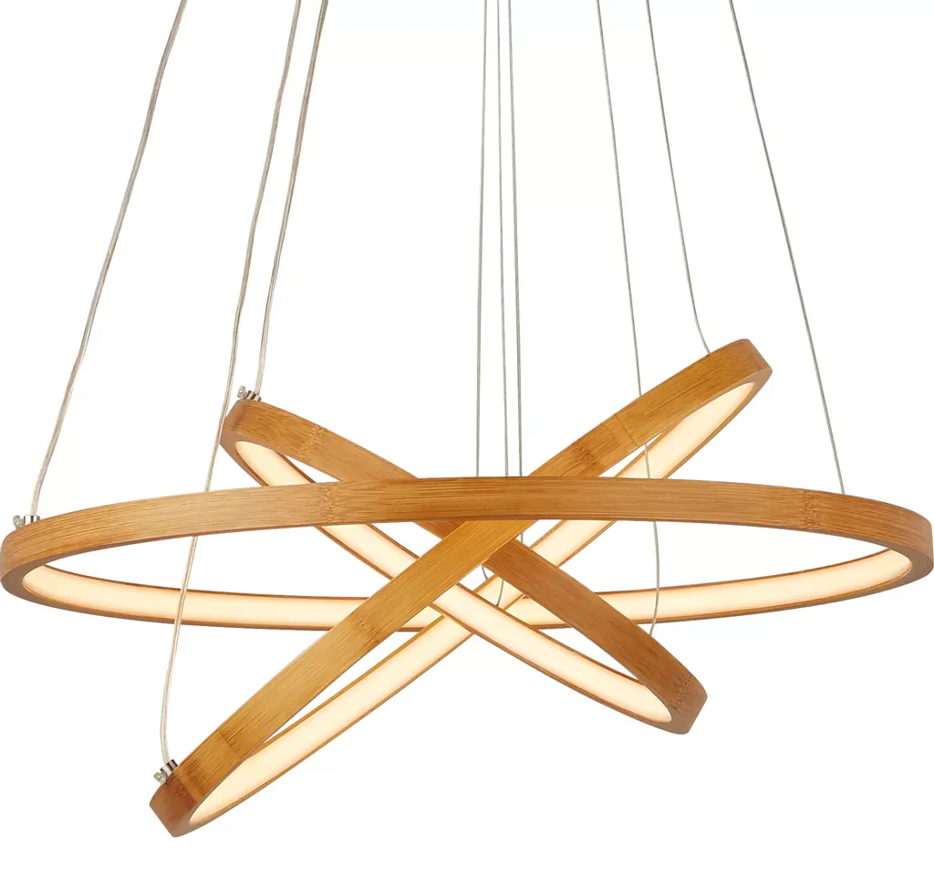 Eternity 2/3 ring Pendant - Natural Bamboo & Gold Metal - Image 2
