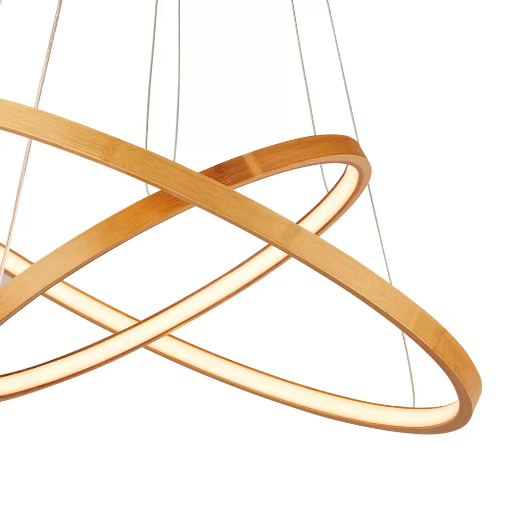 Eternity 2/3 ring Pendant - Natural Bamboo & Gold Metal - Image 4