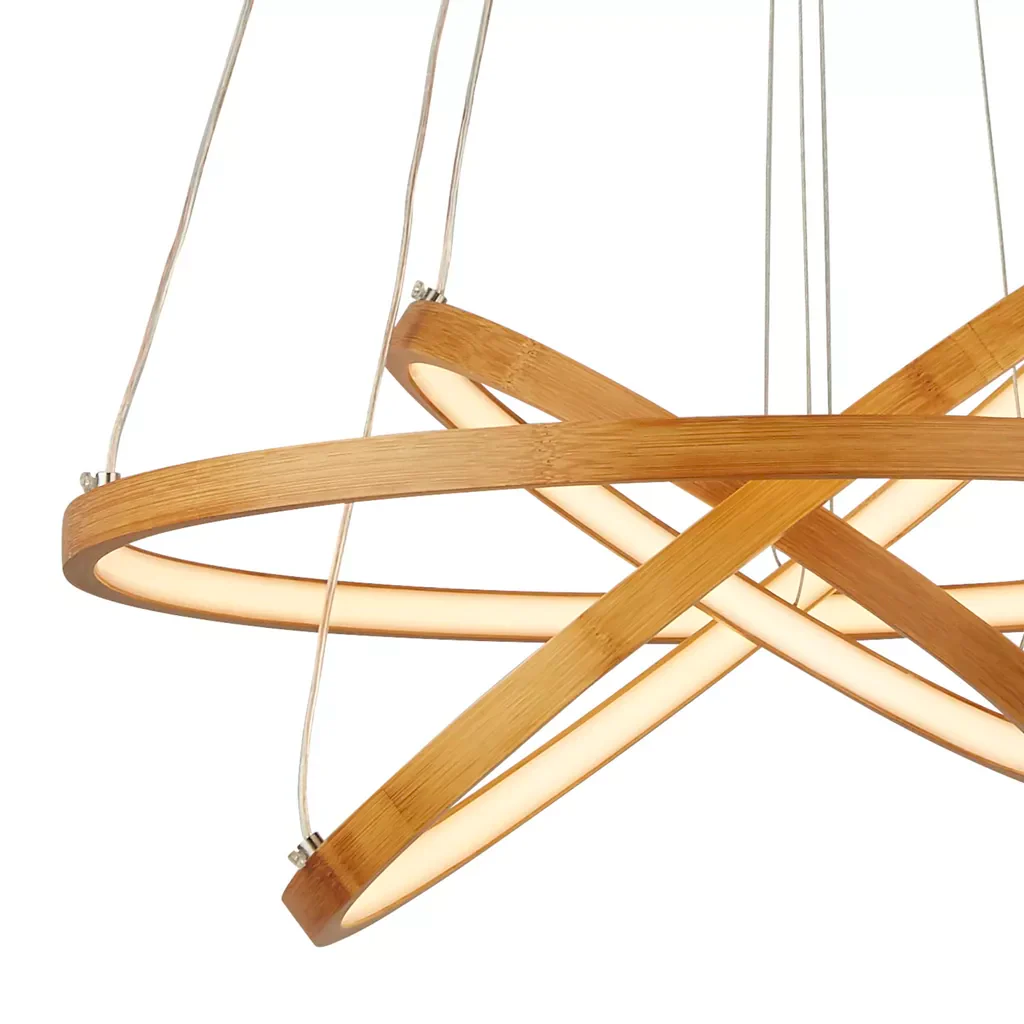 Eternity 2/3 ring Pendant - Natural Bamboo & Gold Metal - Image 6