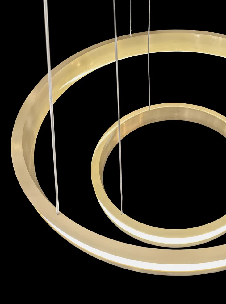 Estevan 600mm/800mm Satin Brass LED Pendant/ Double Tiered - Image 13