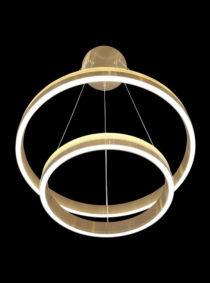 Estevan 600mm/800mm Satin Brass LED Pendant/ Double Tiered - Image 6