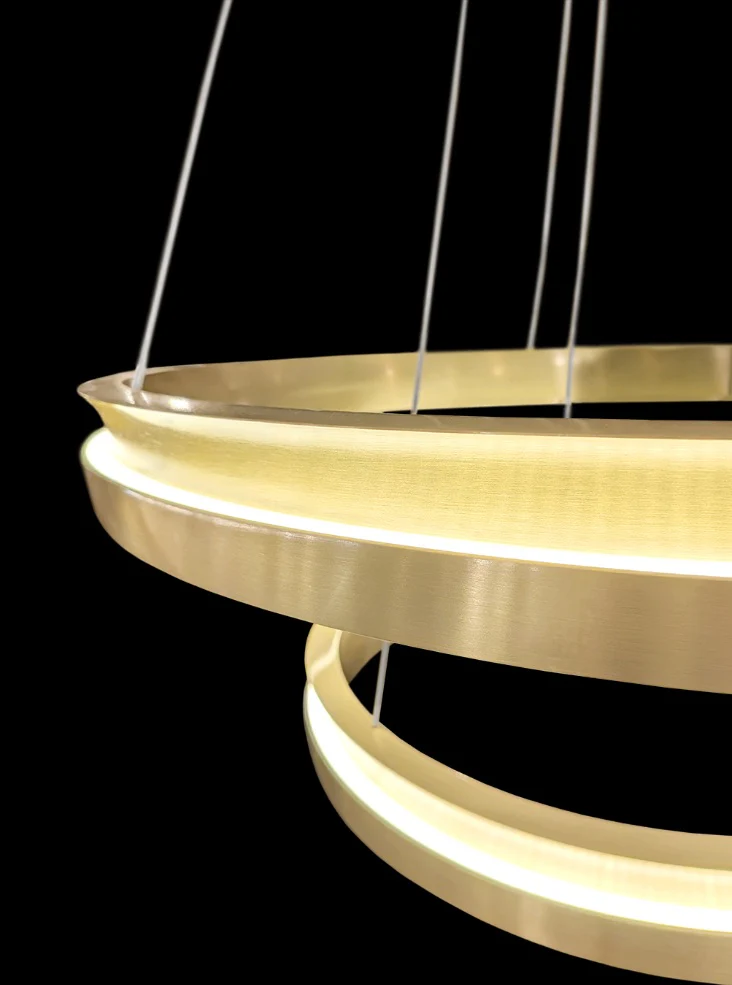Estevan 600mm/800mm Satin Brass LED Pendant/ Double Tiered - Image 7