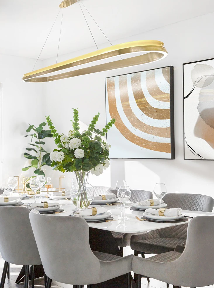 Estevan Oval Satin Brass LED Pendant - Image 6