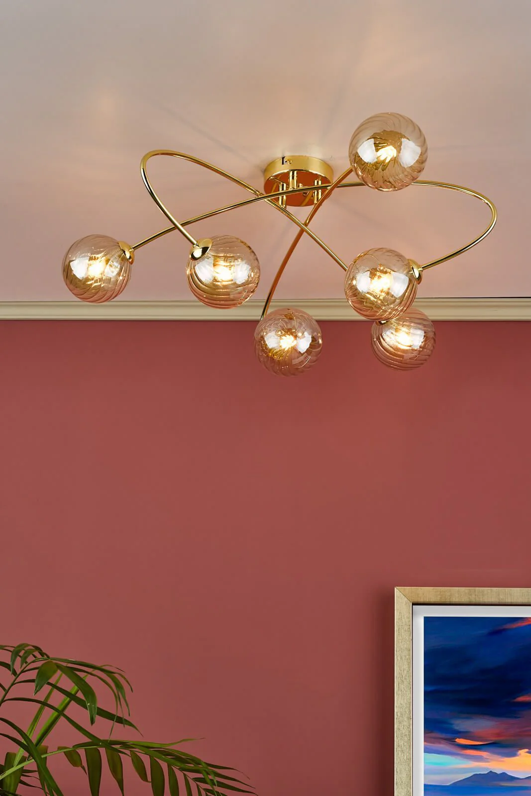 Etta 6Lt Semi Flush Ceiling Light - Various Finish - Image 6