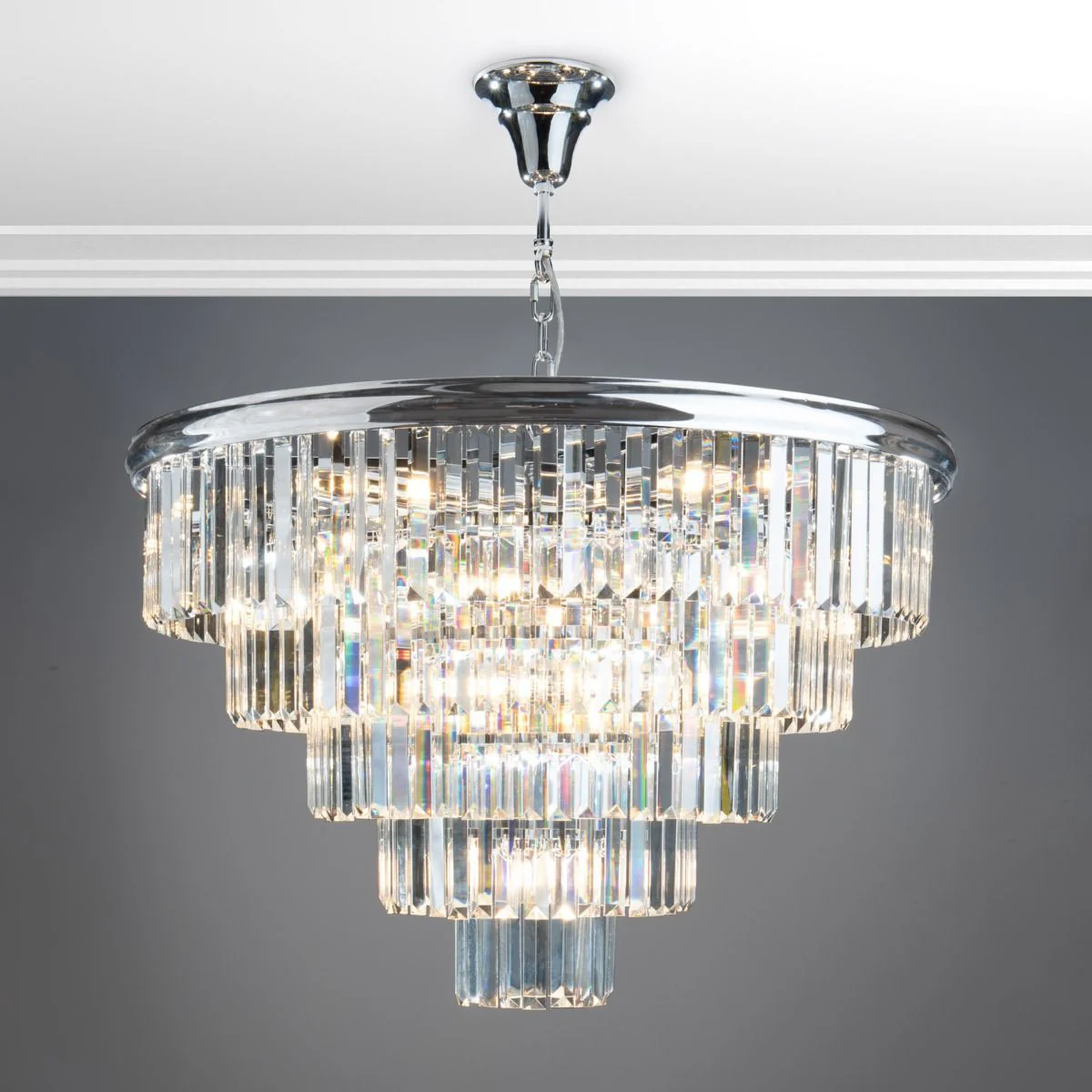 Eulalia 12Lt Chandelier Ceiling Light - Polished Chrome & Crystal - Image 6