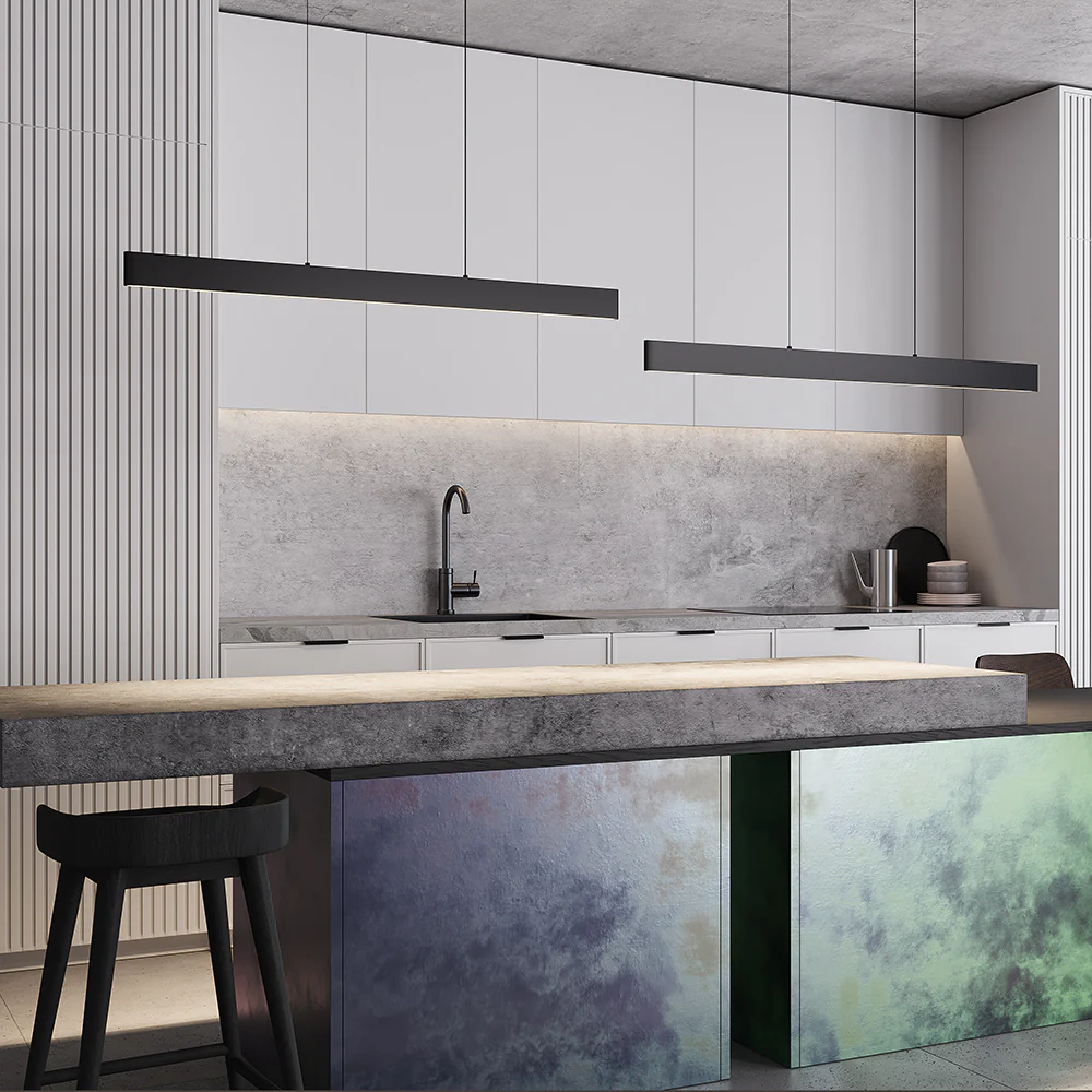 Euphoria 36W LED Linear Pendant- Black/ Brass/ White Finish - Image 9