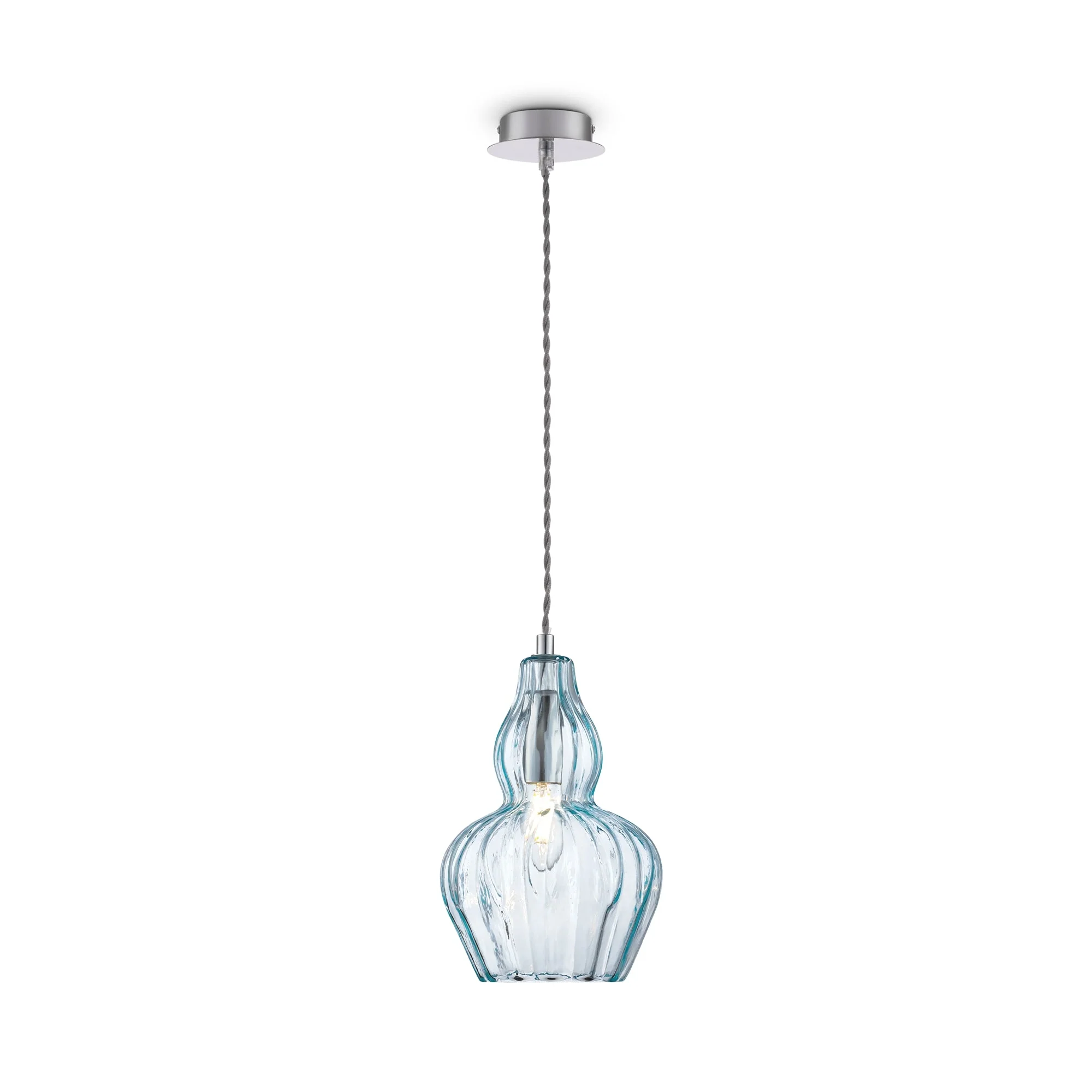 Eustoma Pendant Light - Nickel & Blue/Nickel & Transparent Finish - Image 2