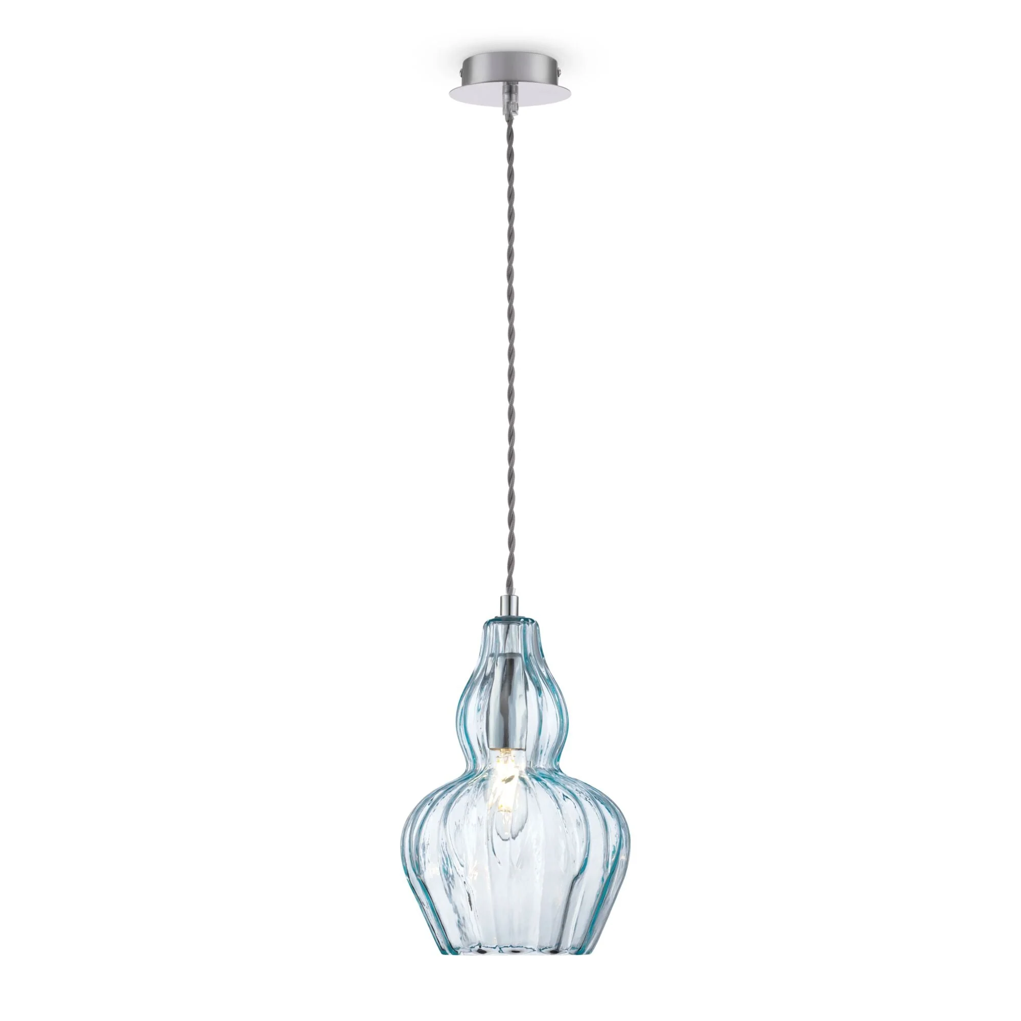 Eustoma Pendant Light - Nickel & Blue/Nickel & Transparent Finish - Image 4