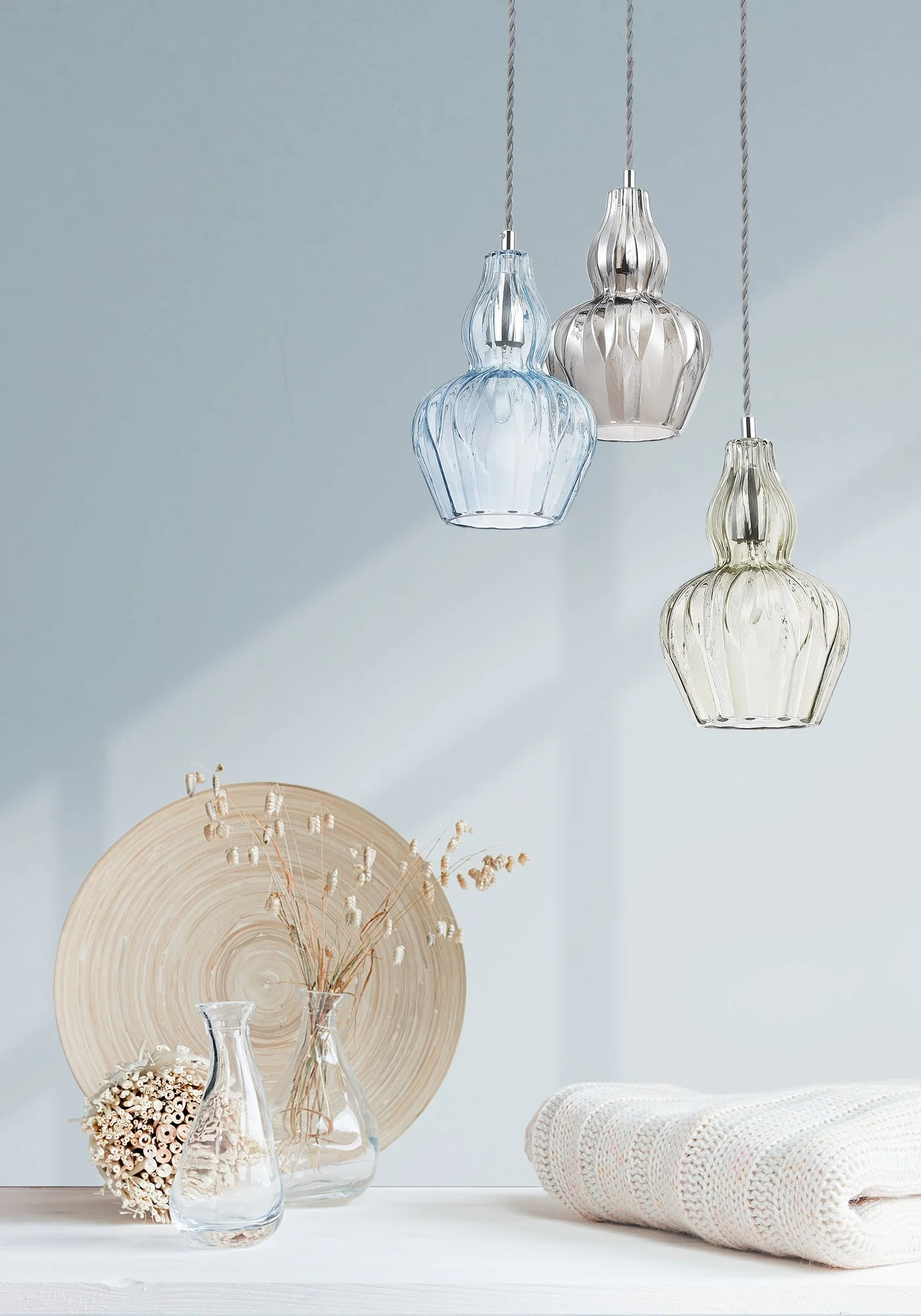 Eustoma Pendant Light - Nickel & Blue/Nickel & Transparent Finish - Image 6