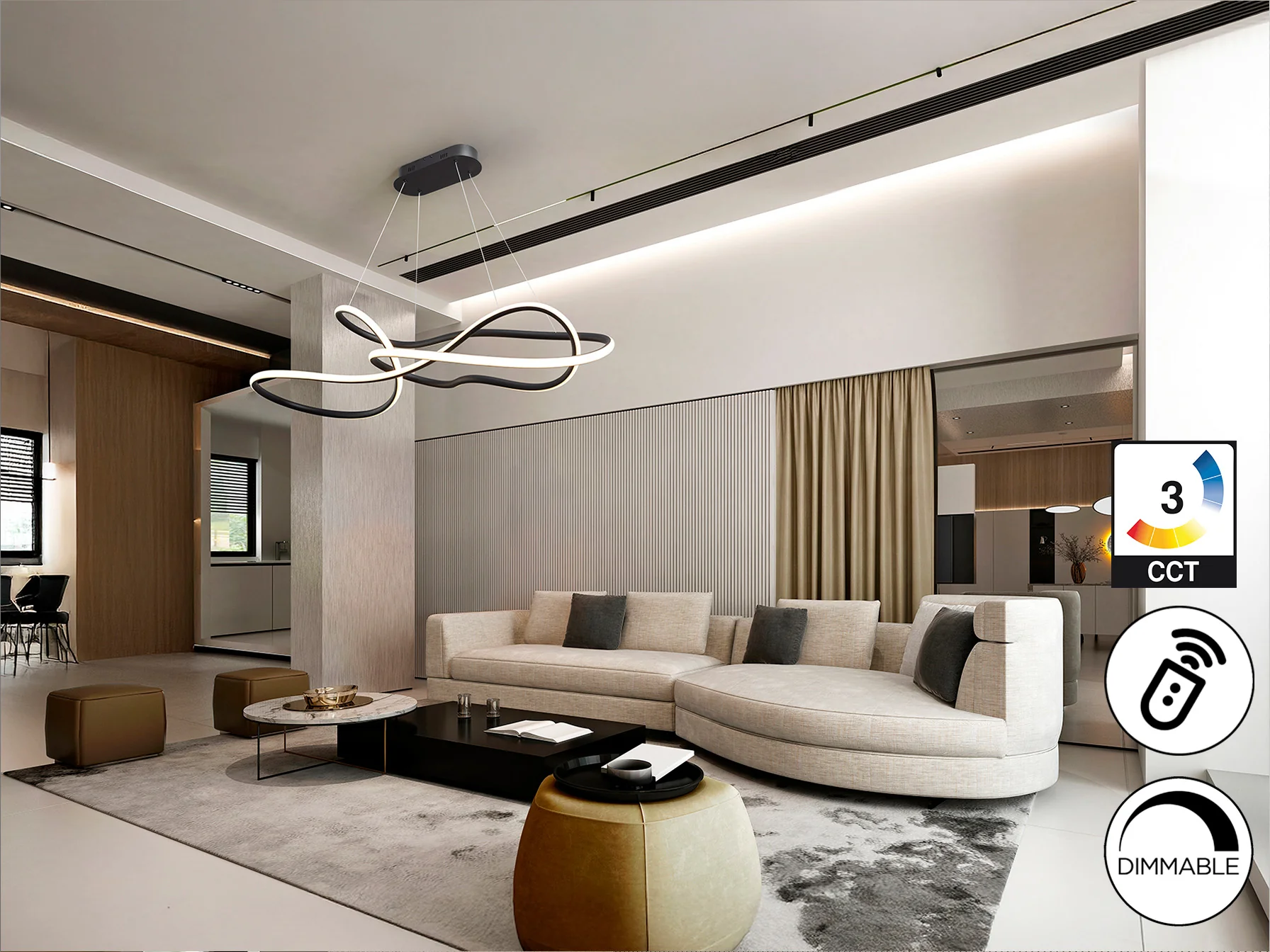 Evania Ceiling Light - Matt Black Finish - Image 5