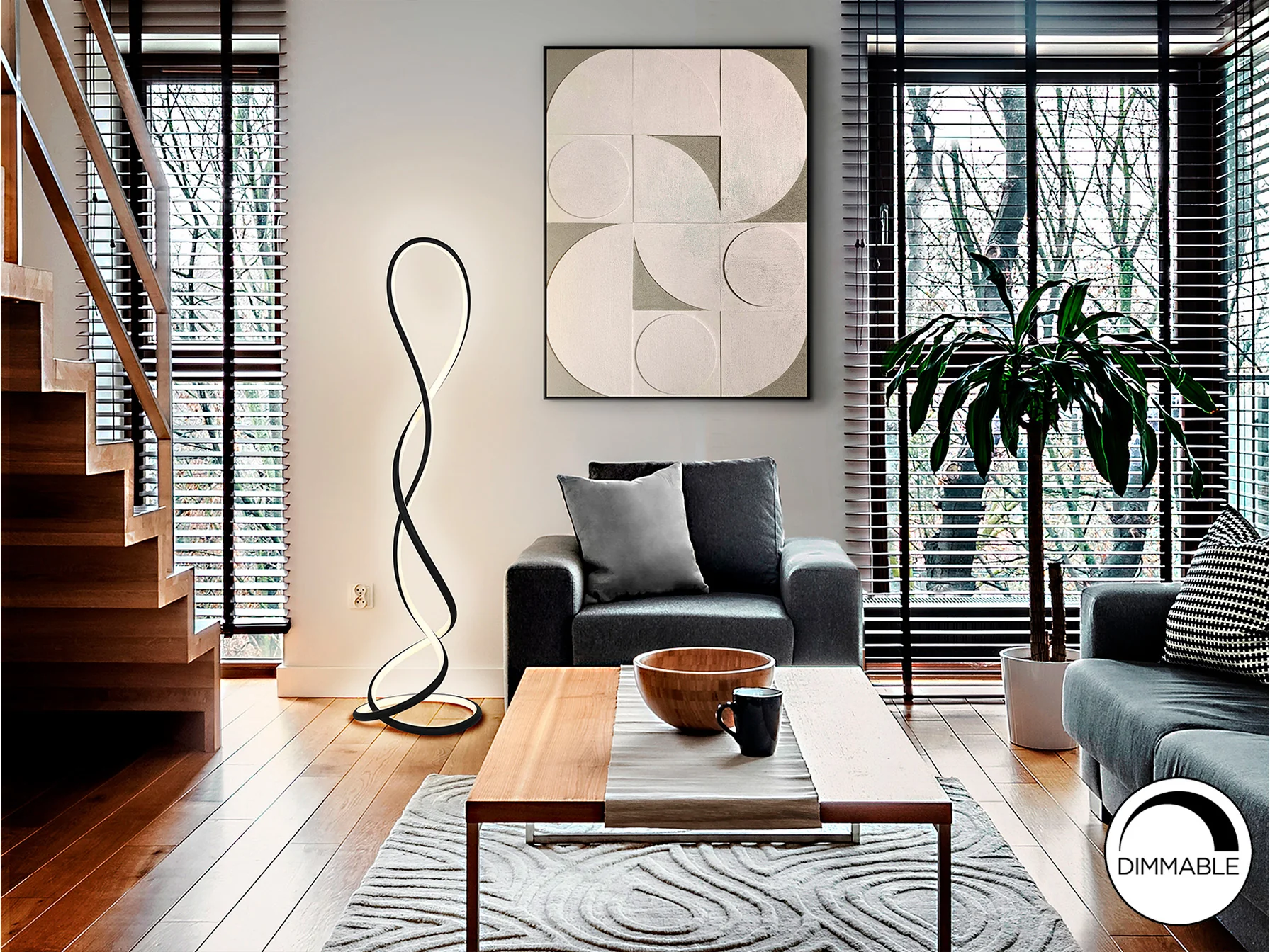 Evania Floor Lamp - Matt Black Finish - Image 3