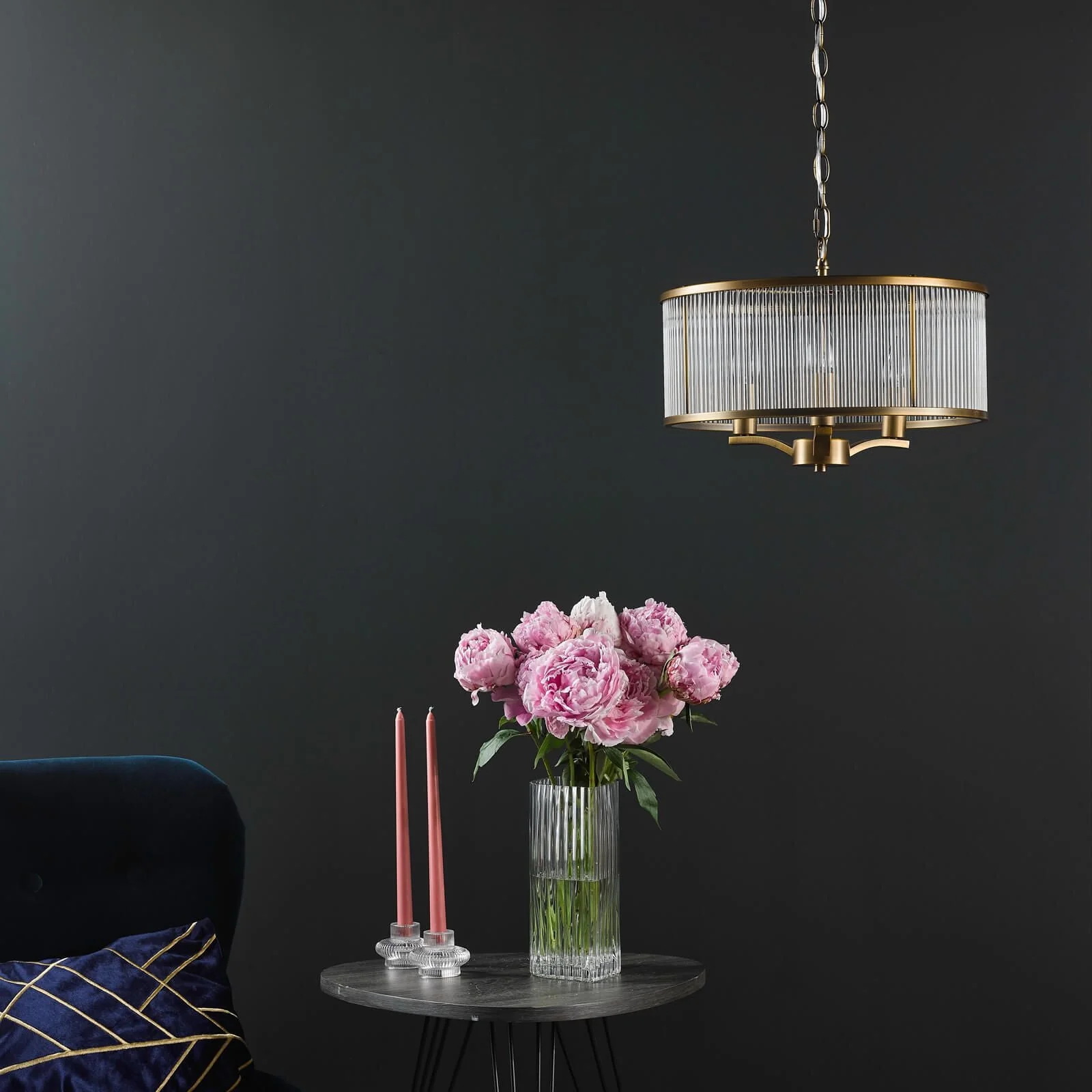 Evelyn 3 Light Pendant Antique Bronze / Polished Nickel - Image 9