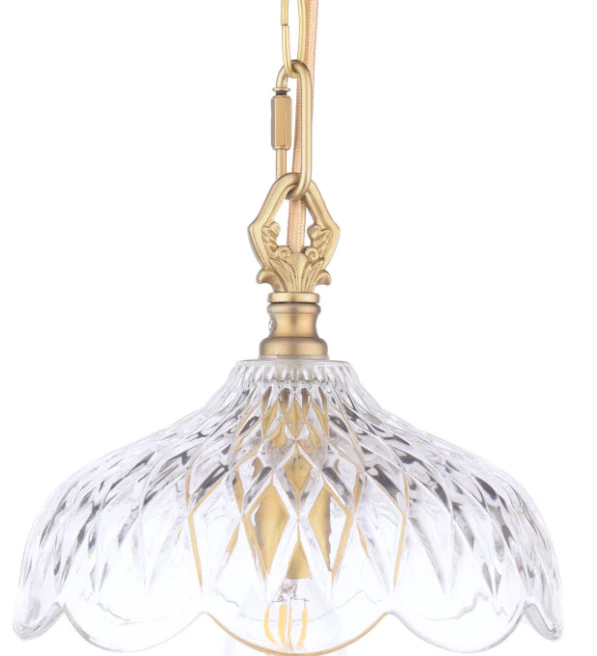 Eversden Pendant Antique Brass and Textured Glass - Image 2