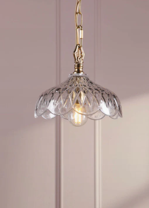 Eversden Pendant Antique Brass and Textured Glass - Image 4