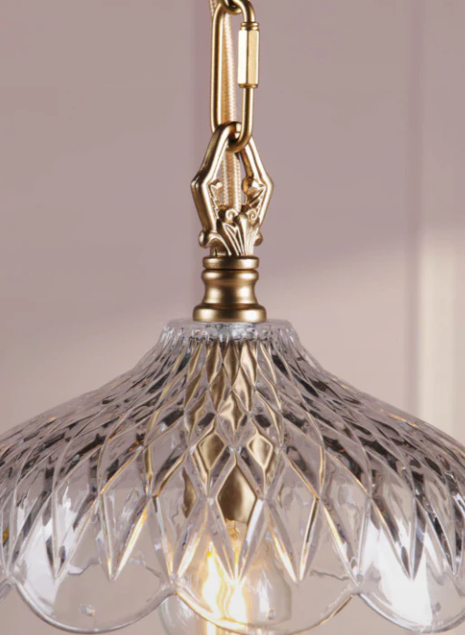Eversden Pendant Antique Brass and Textured Glass - Image 5