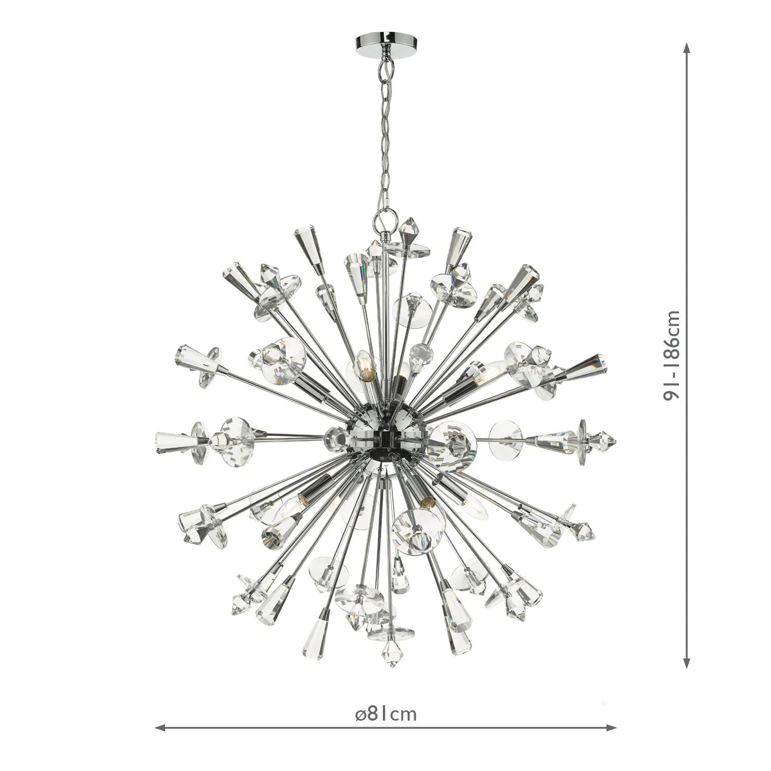 Exodus 8 Light Pendant Polished Chrome Crystal - Image 8
