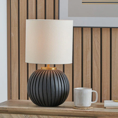 Ezekiel Table Lamp- Black/ Orange Terracotta Textured Ball - Image 8