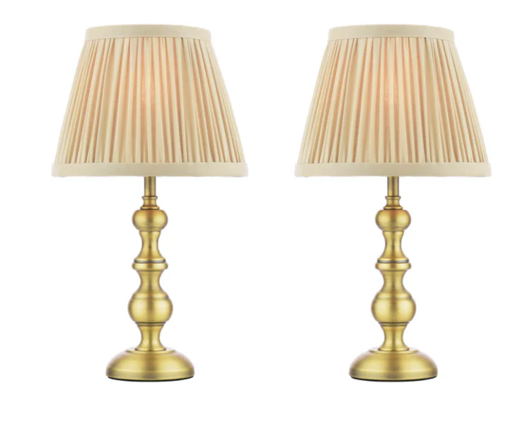 Ezra Twin Pack Table Lamp Matt Antique Brass With Shade - Image 5