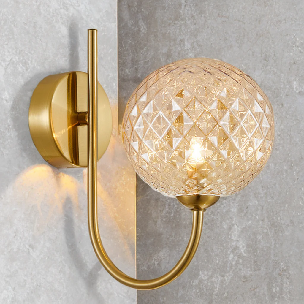 Fado Wall Light- Satin Brass C/W Amber Glass - Image 2