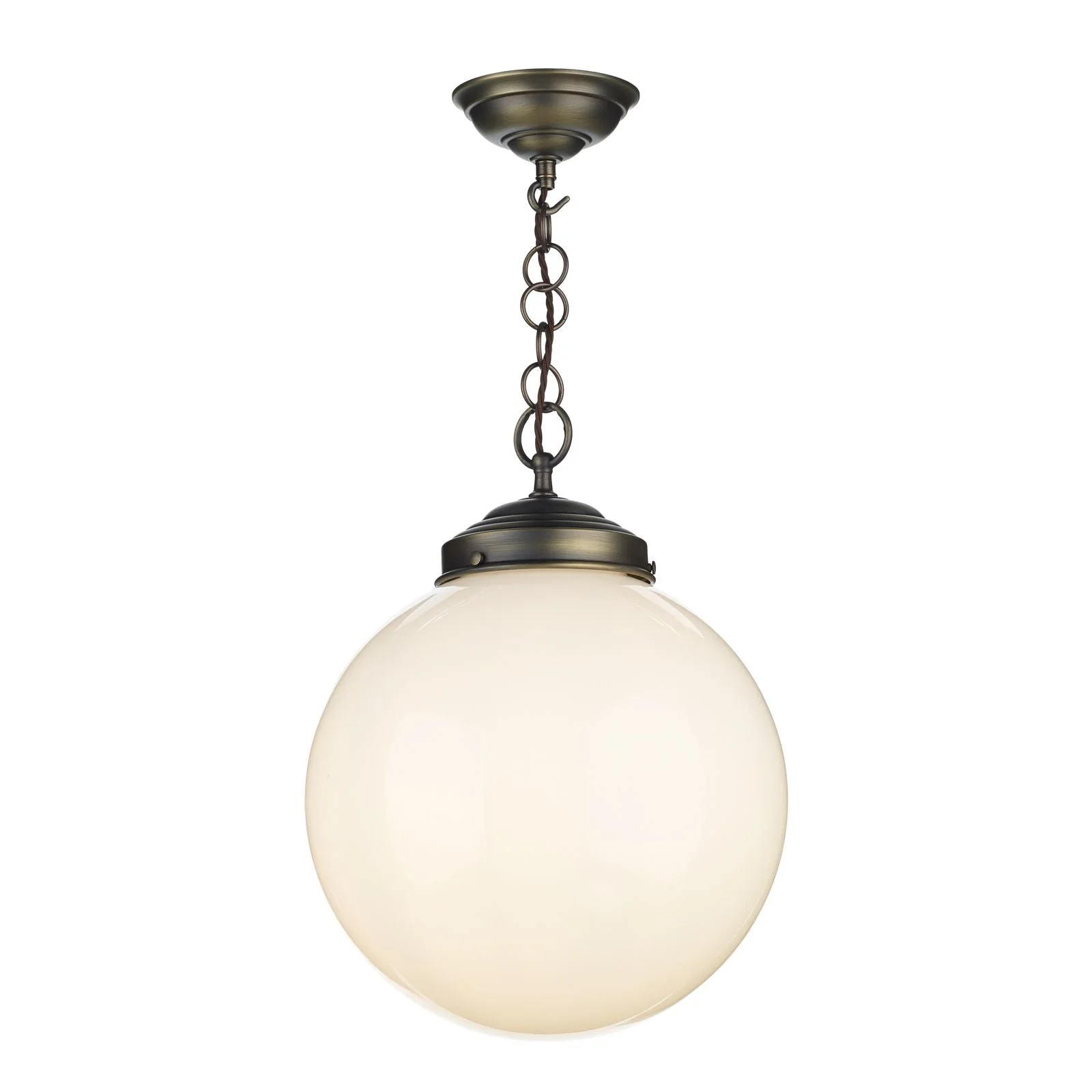 Fairfax Large single Pendant Antique Brass with opal/clear glass - Image 2