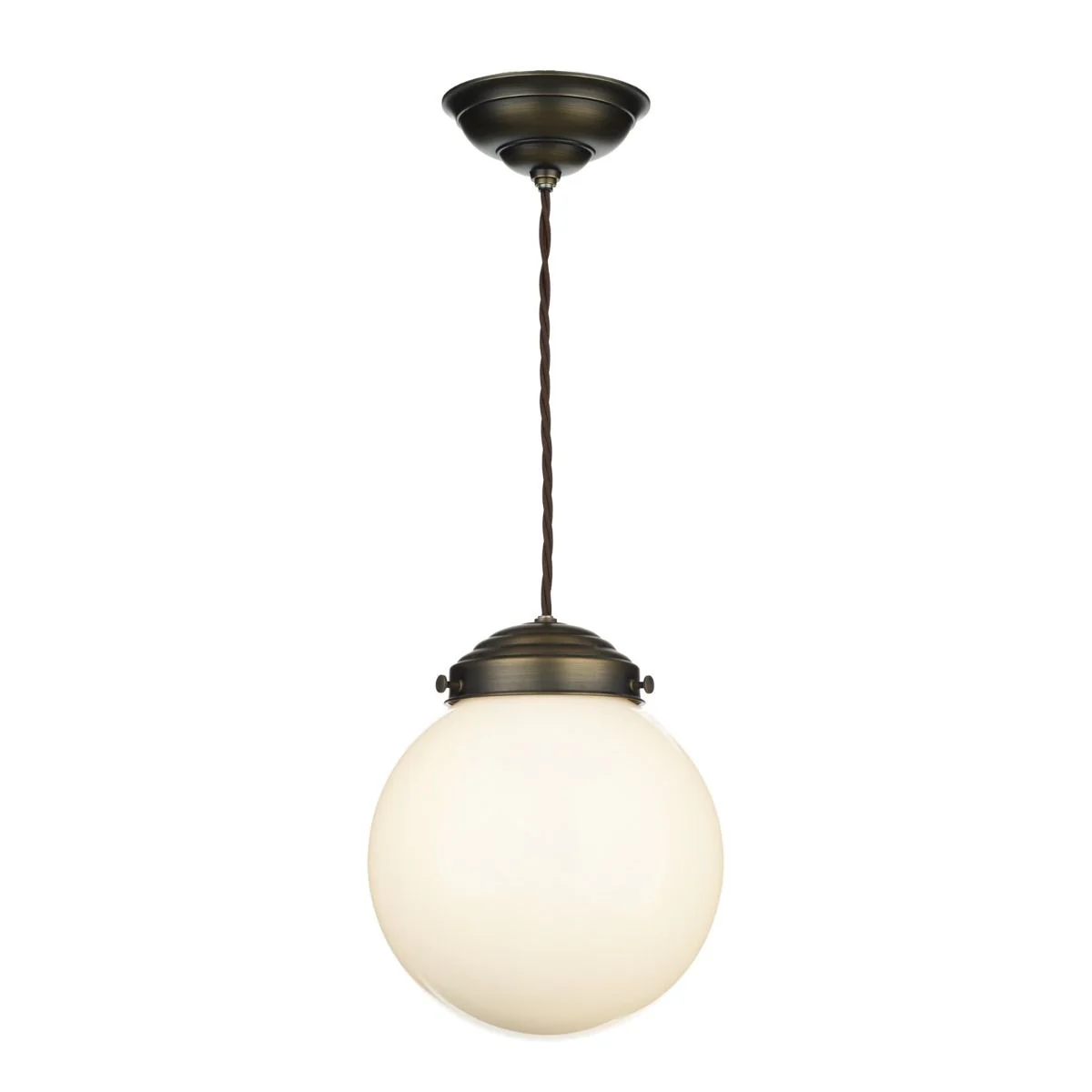 Fairfax Large single Pendant Antique Brass with opal/clear glass - Image 3