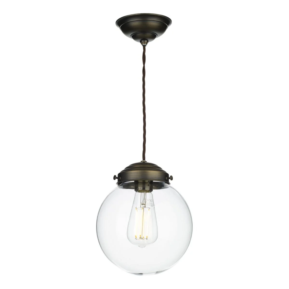 Fairfax Large single Pendant Antique Brass with opal/clear glass - Image 4