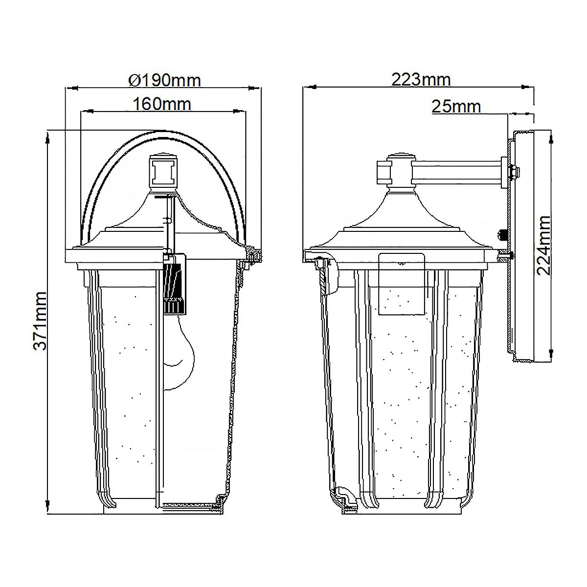 Fairfield 1 Light Medium/Large Outdoor Wall Lantern - Olde Bronze/Black E27 IP44 - Image 14