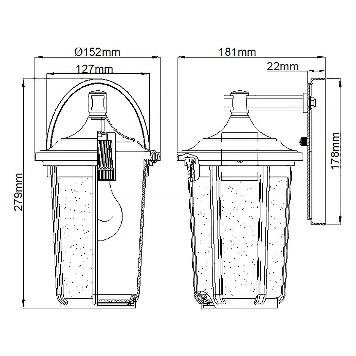 Fairfield 1 Light Medium/Large Outdoor Wall Lantern - Olde Bronze/Black E27 IP44 - Image 19