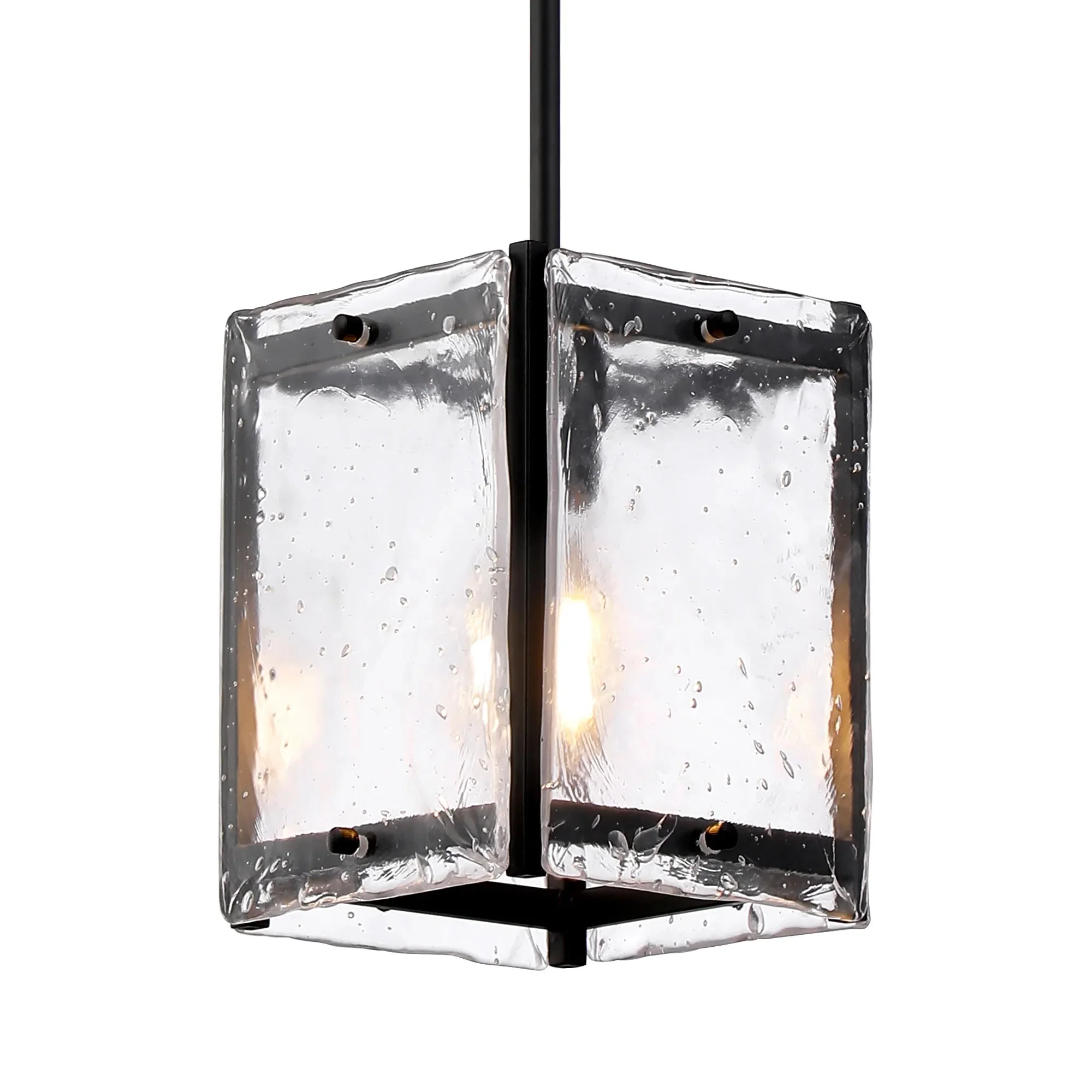 Faringdon Multi Height Pendant Semi Flush 1 Light- Matt Black & Satin Nickel - Image 4