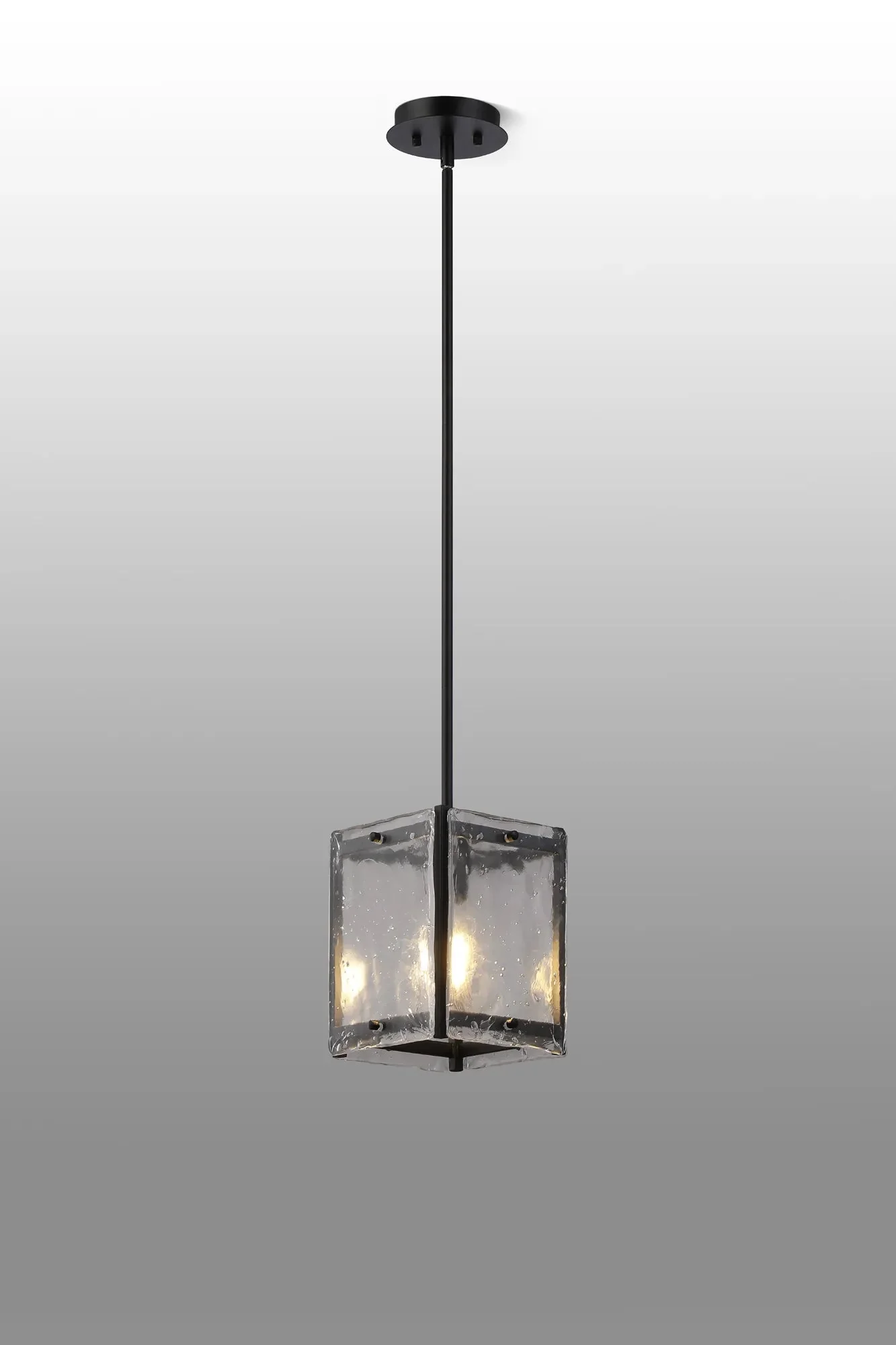Faringdon Multi Height Pendant Semi Flush 1 Light- Matt Black & Satin Nickel - Image 5
