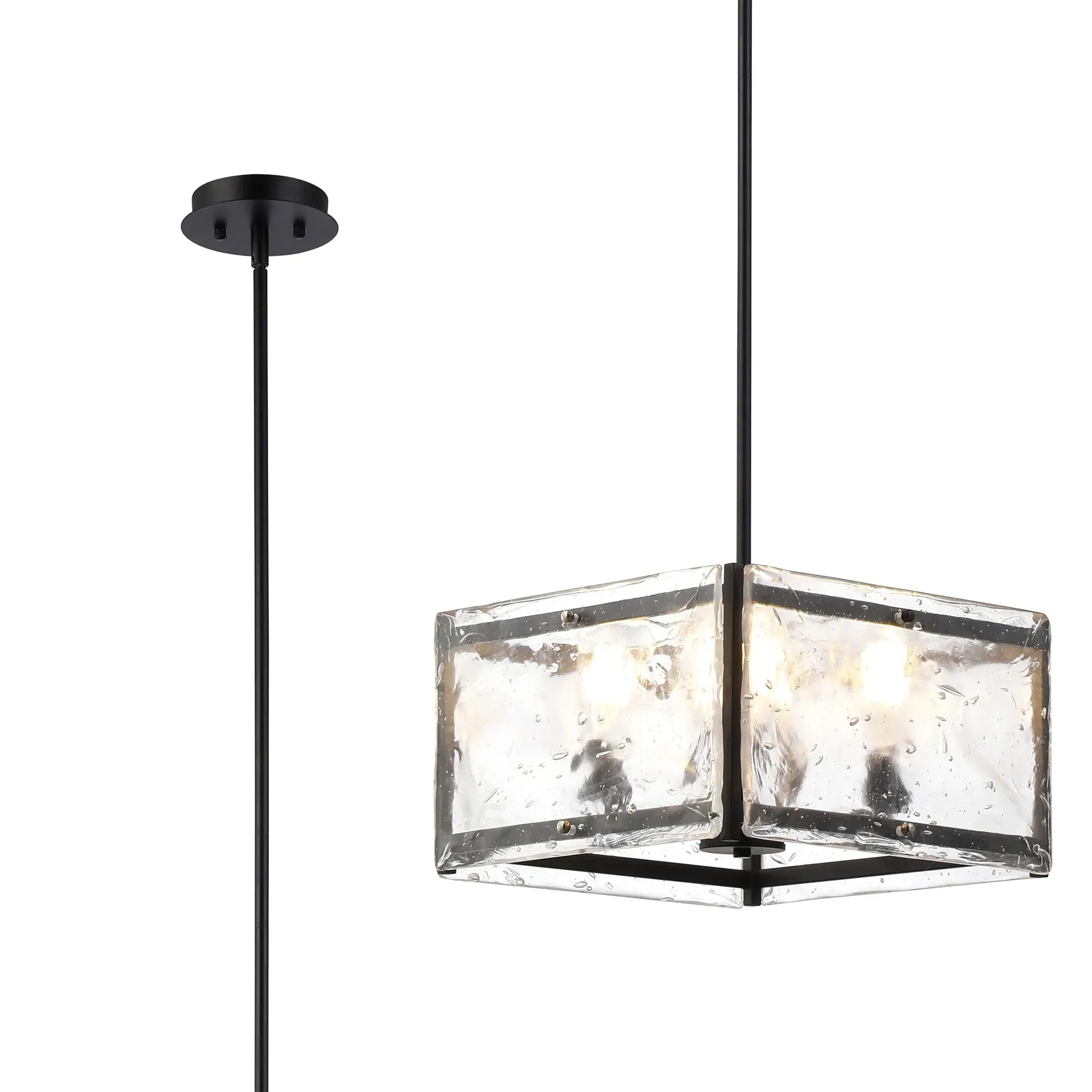 Faringdon Multi Height Pendant/Semi Flush 4 Light- Matt Black & Satin Nickel - Image 2