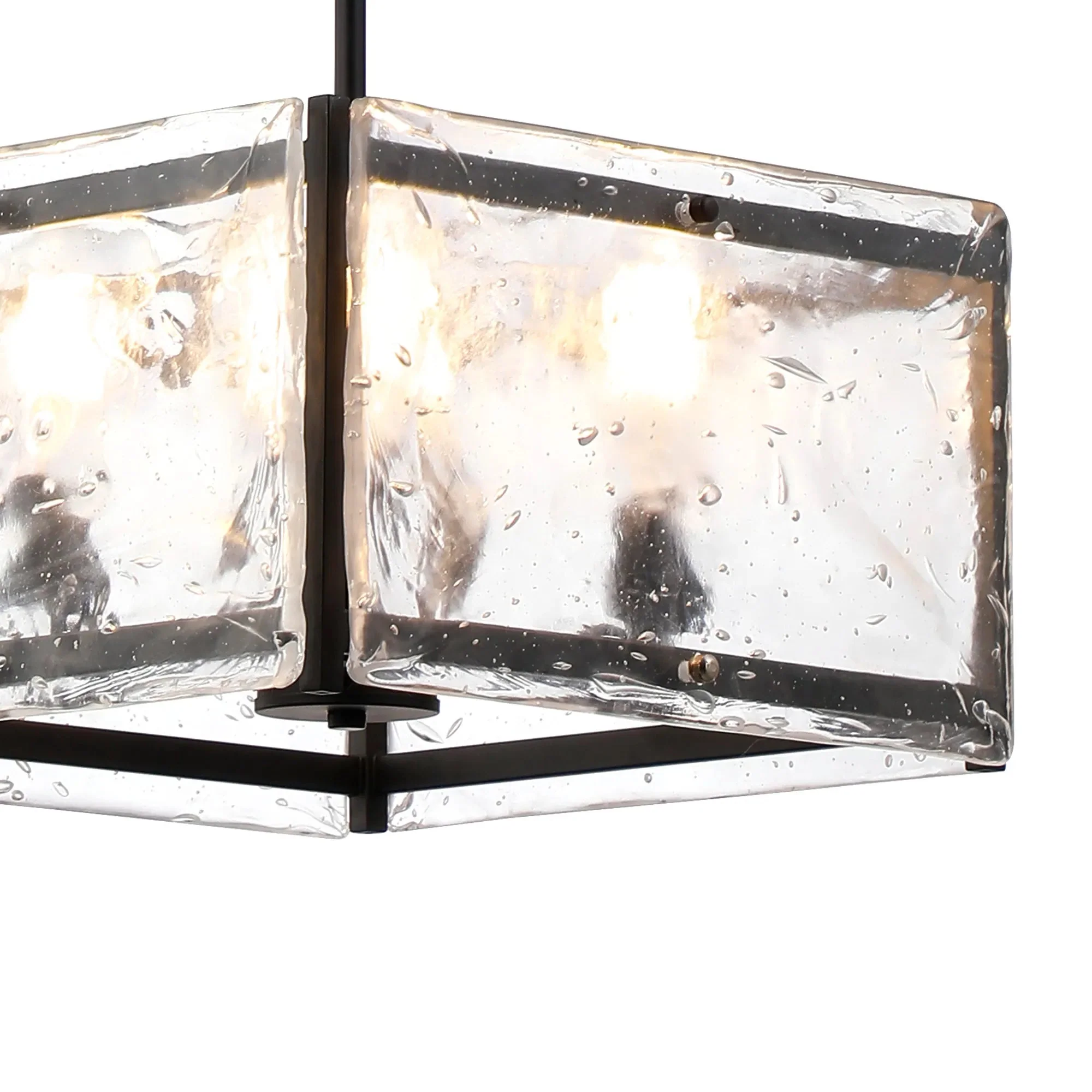 Faringdon Multi Height Pendant/Semi Flush 4 Light- Matt Black & Satin Nickel - Image 4