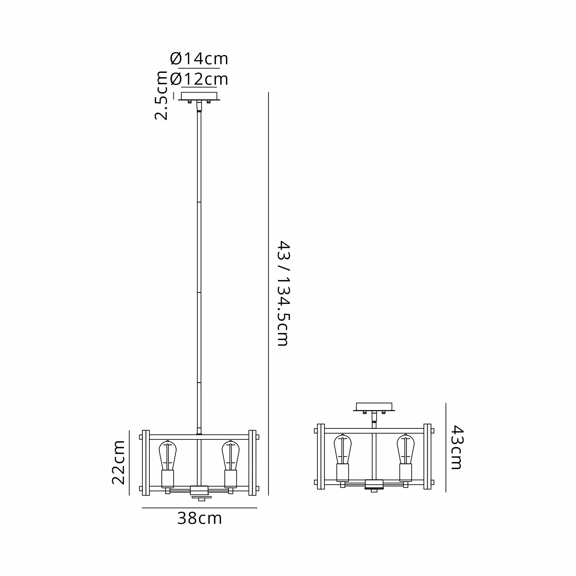 Faringdon Multi Height Pendant/Semi Flush 4 Light- Matt Black & Satin Nickel - Image 6