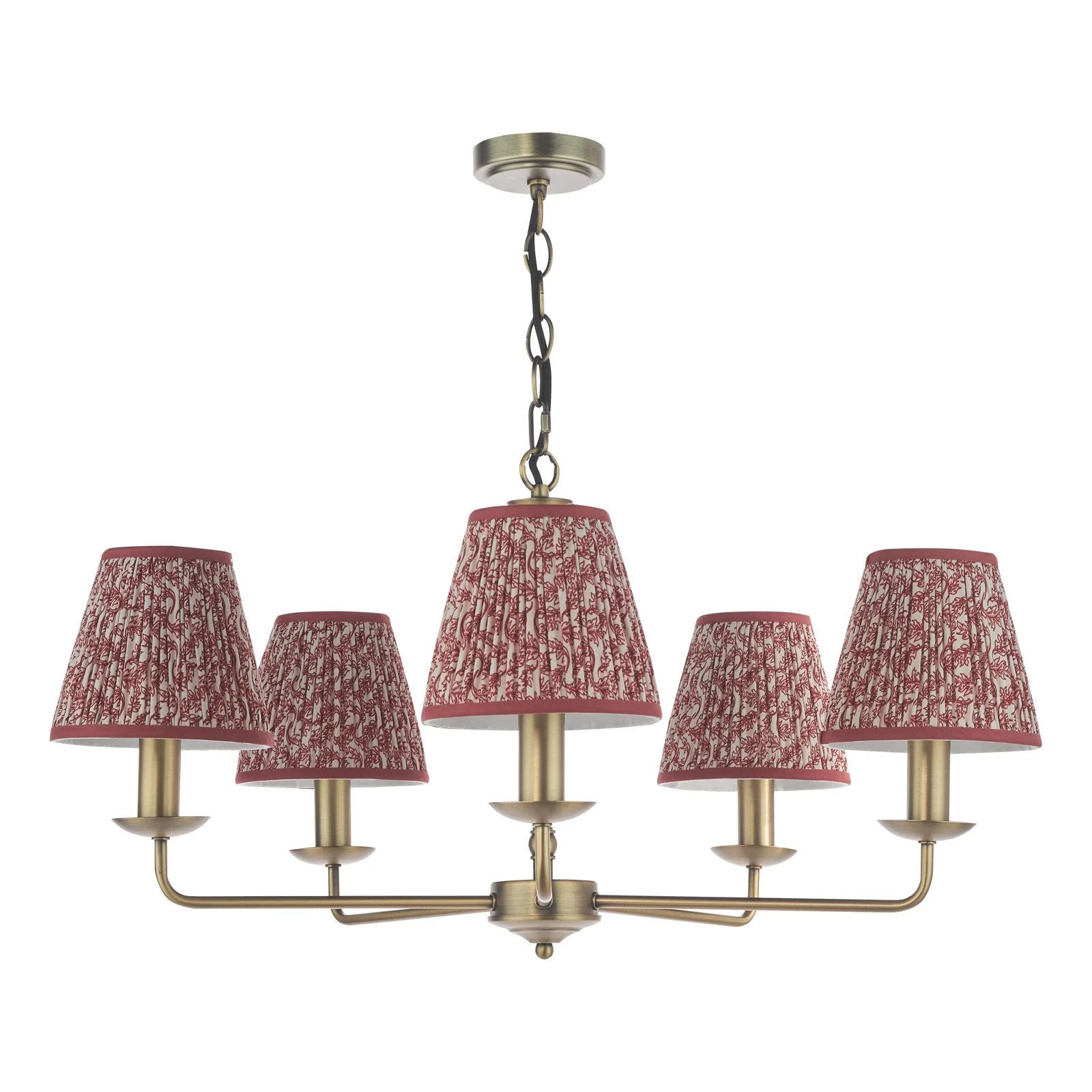 Favian 5 Lt Ceiling Light-  Matt Bronze With Red/ Green Shades - Image 2